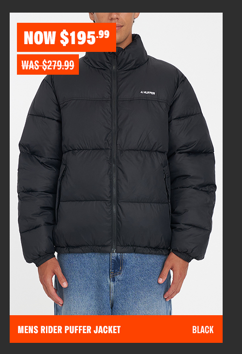 MENS RIDER PUFFER JACKET BLACK