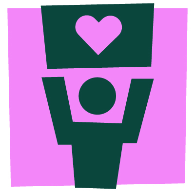 Icon of a person holding a sign displaying a love heart