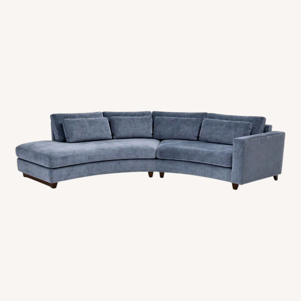 Image of Thayer Coggin Blue Velvet 2 Piece Sectional