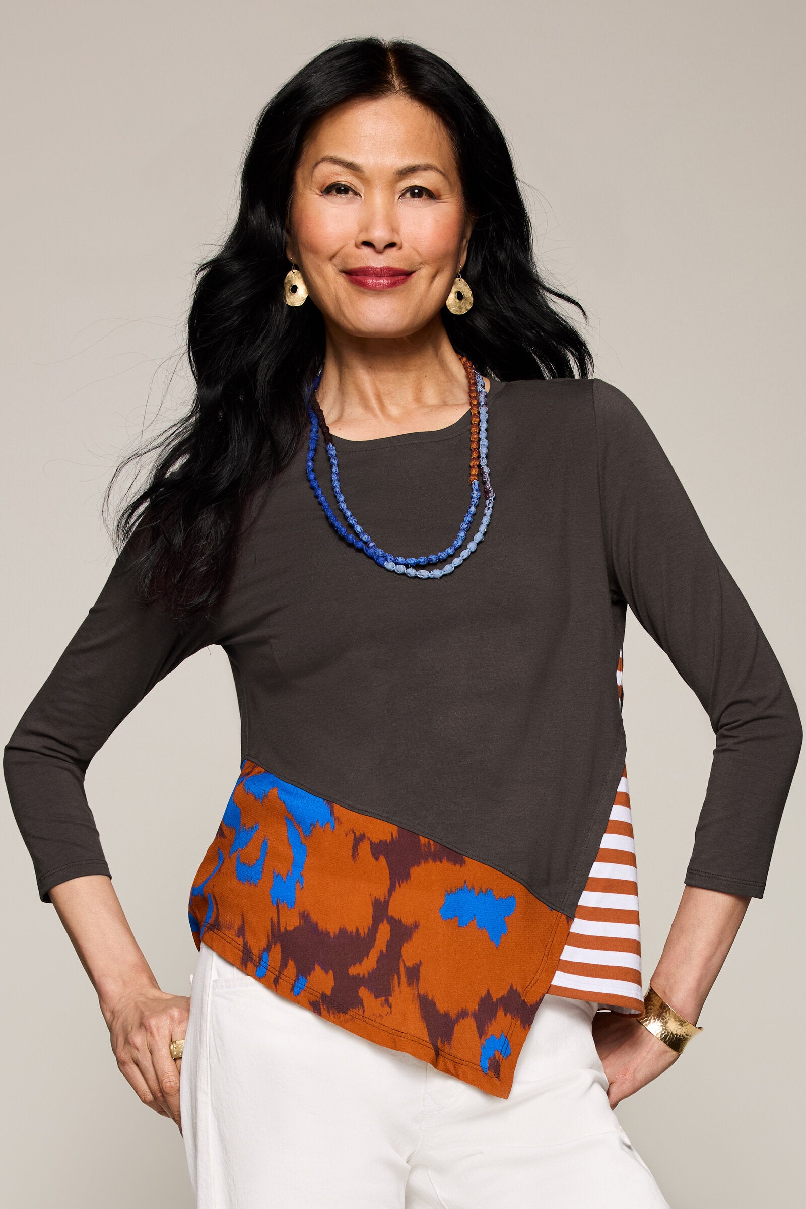 Image of Mixed-Media Juno Top - Espresso