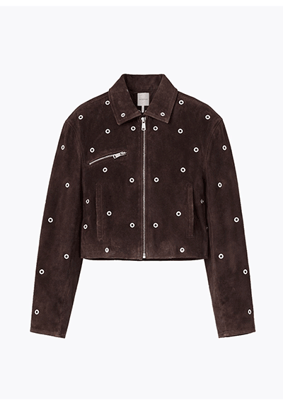 Genuine Suede Grommet Studded Jacket