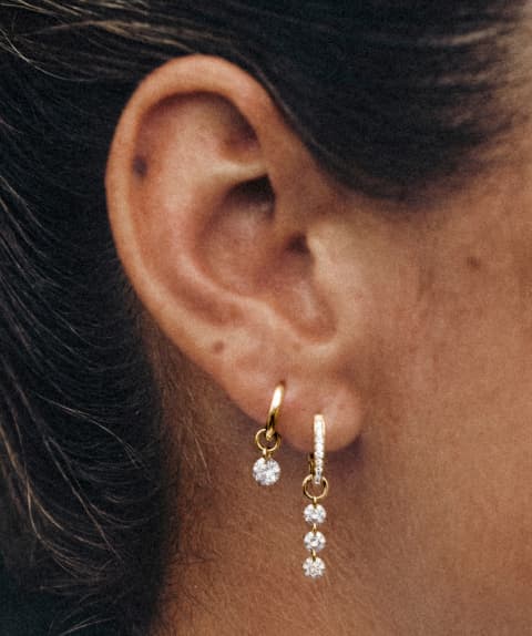 New lab grown diamond drilled stone charms styled.