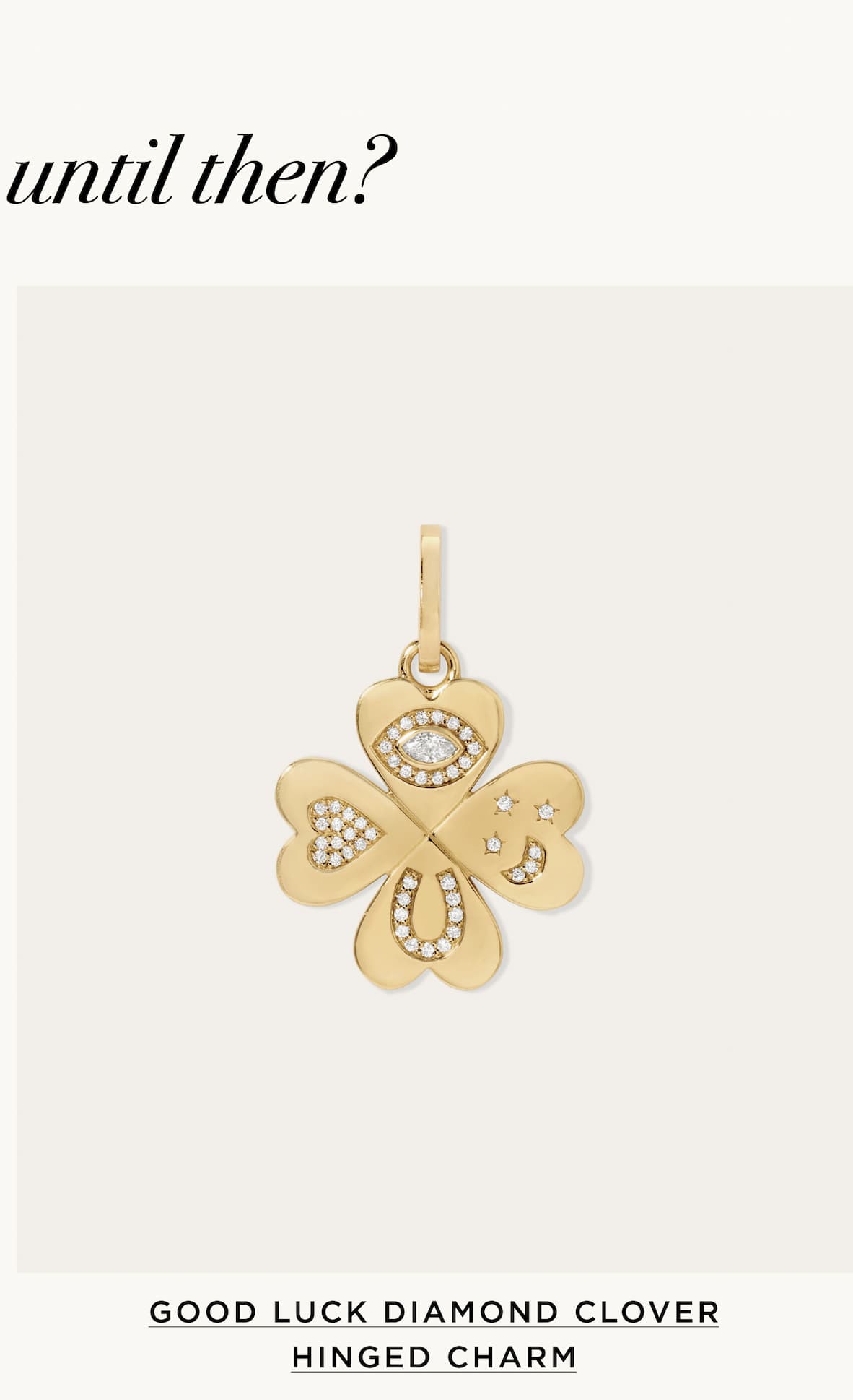 Good Luck Diamond Clover Hinged Charm