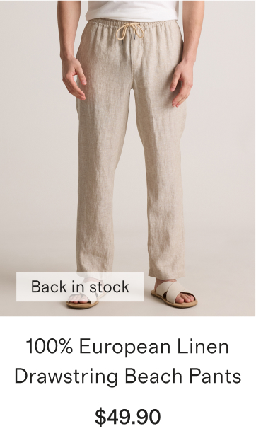 100% European Linen Drawstring Beach Pants