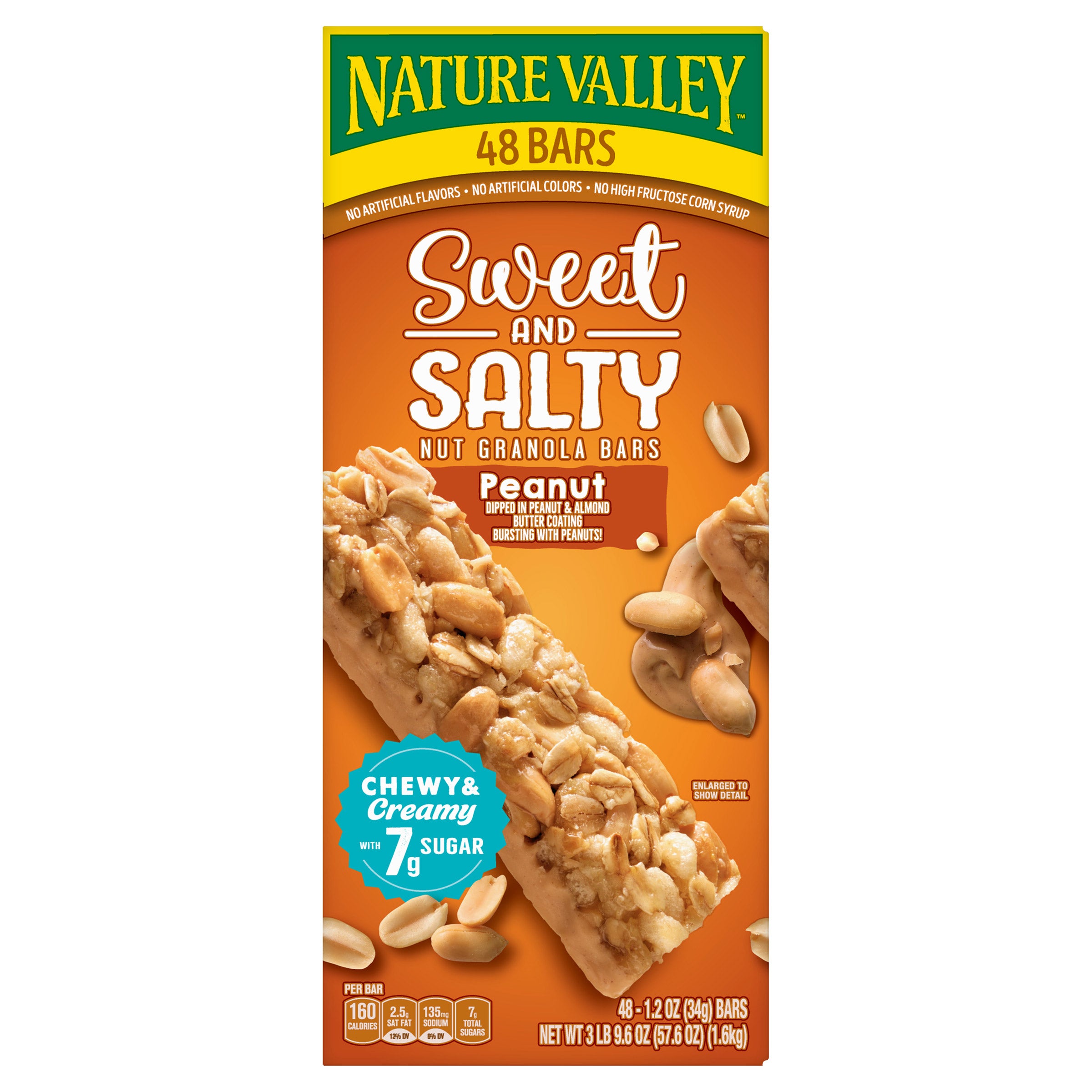Nature Valley Sweet and Salty Granola Bar, Peanut, 1.2 oz, 48-Count