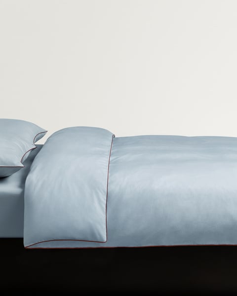 Image of Percale Duvet Cover – Shirt Blue/Red