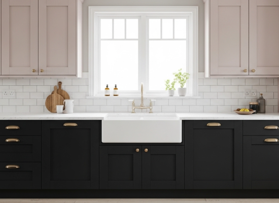 Kitchen with black cabinets