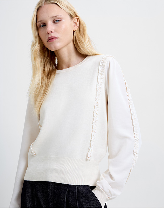 Krista Mix Ruffle Sleeves Jumper