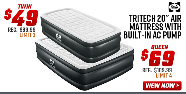 ''Sealy Tritech 20'' Air Mattress With Built-in AC Pump Twin $49 Queen $69''