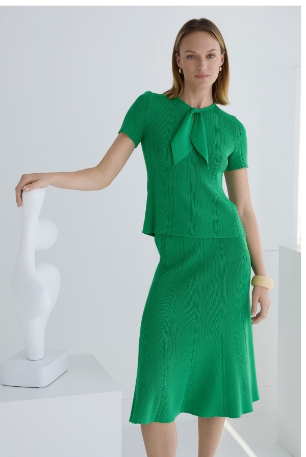 Flared Tonal Soft Knit Skirt