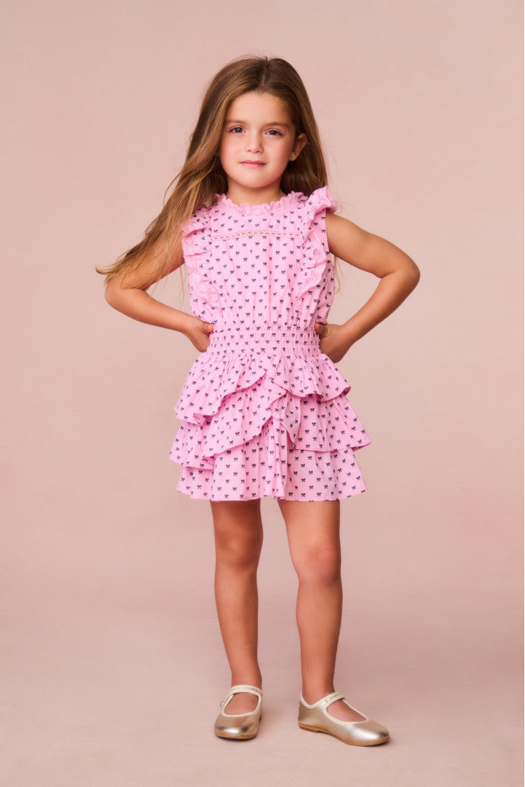 Image of Girls Decker Cotton Bow Dress
