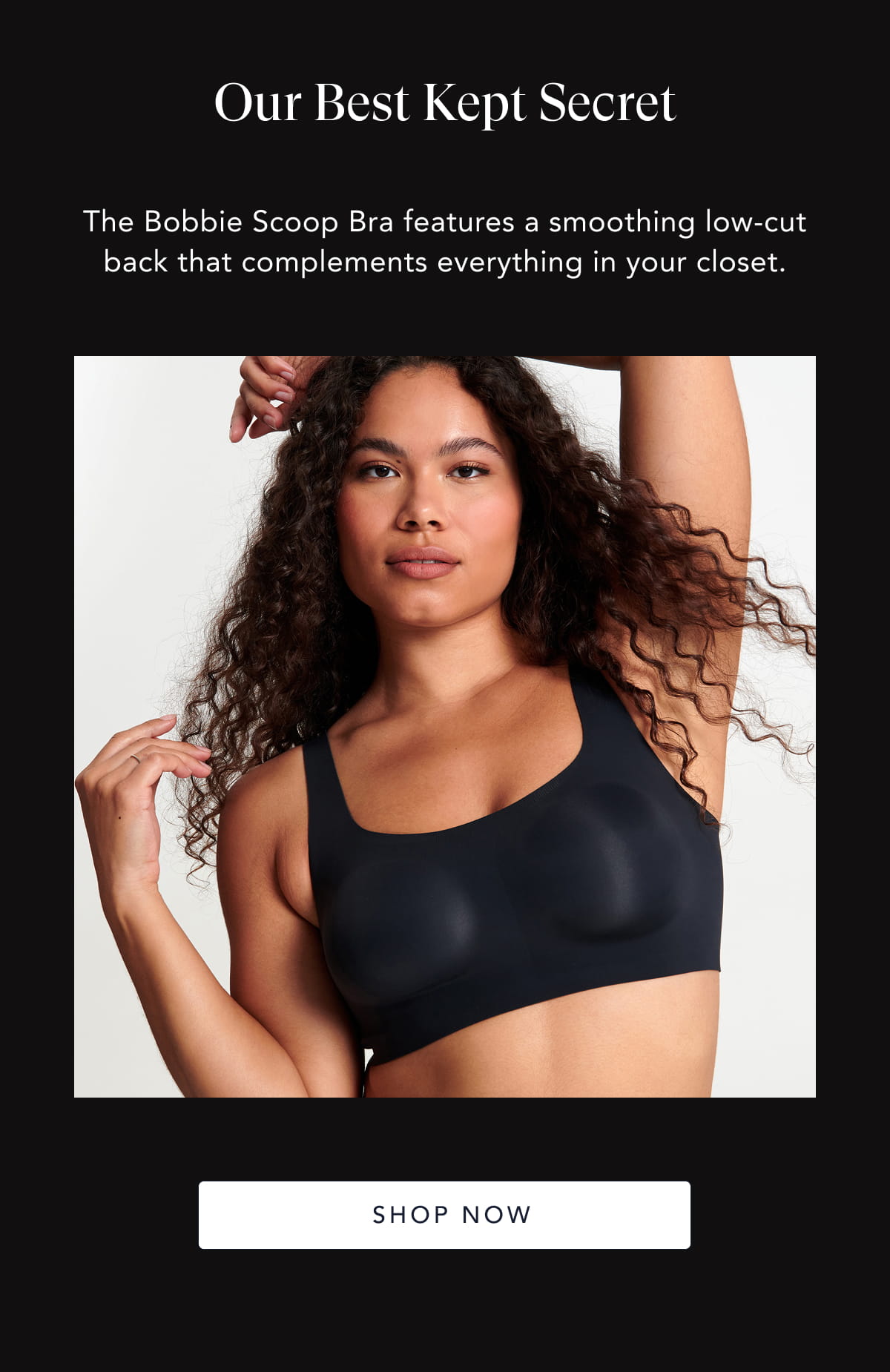 shop black bobbie scoop bra