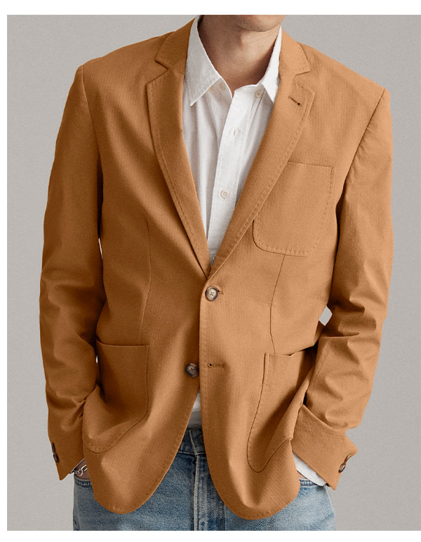 Seersucker Archie Jacket in British Khaki