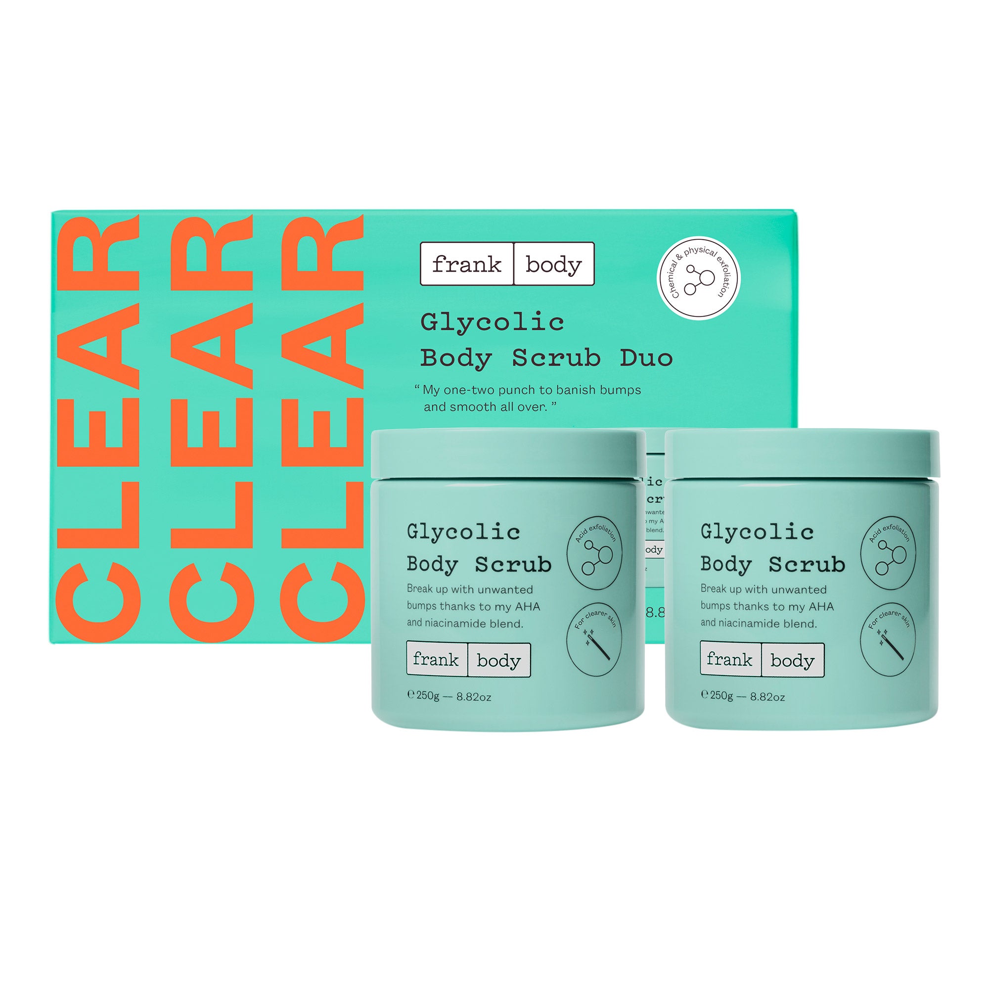 frank body Glycolic Body Scrub, 8.82 fl oz, 2-Pack