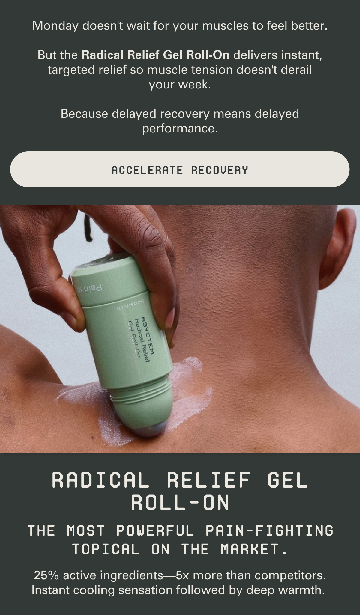 Radical relief gel roll on