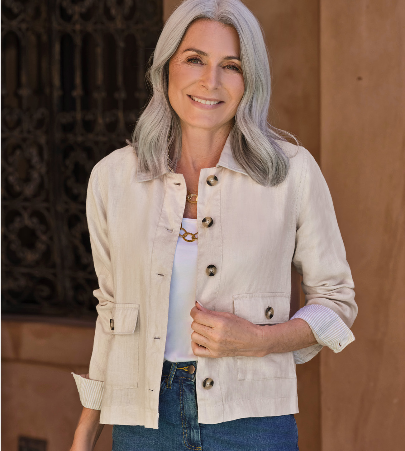 Collared Lightweight Linen Jacket