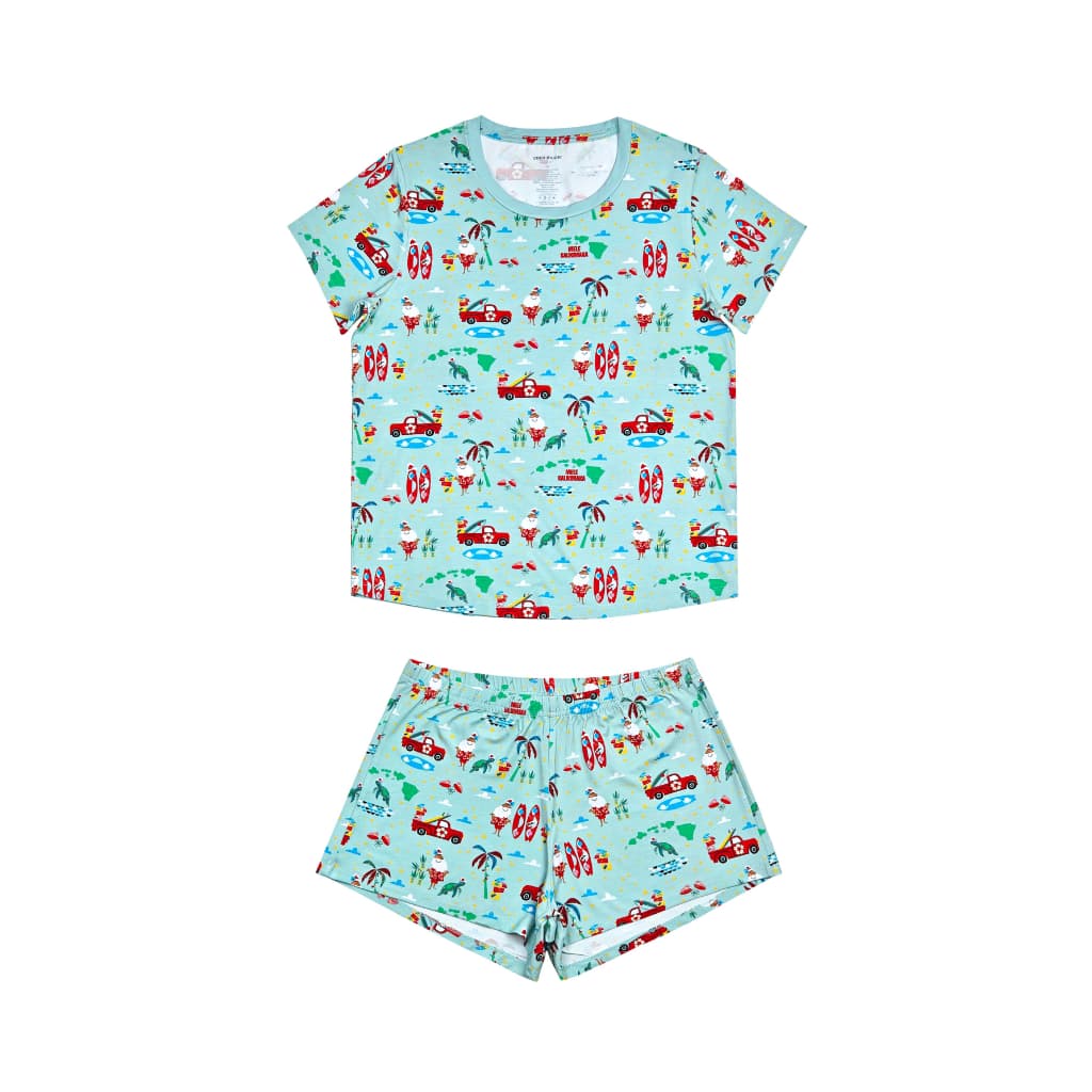 Image of Surfing In An Island Wonderland Women's Short Bamboo Pajamas