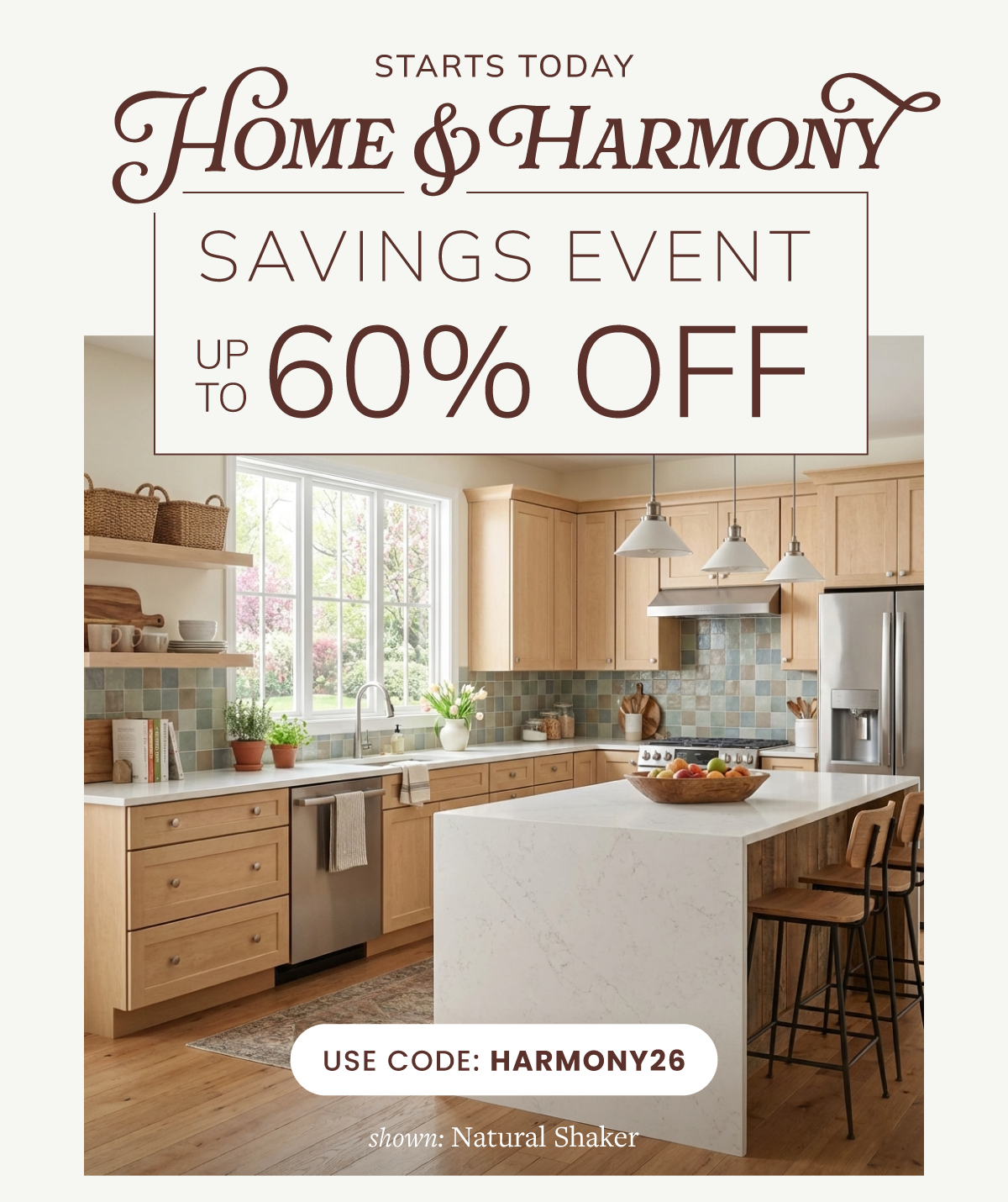 Home & Harmony Savings Event - up to 60% off.