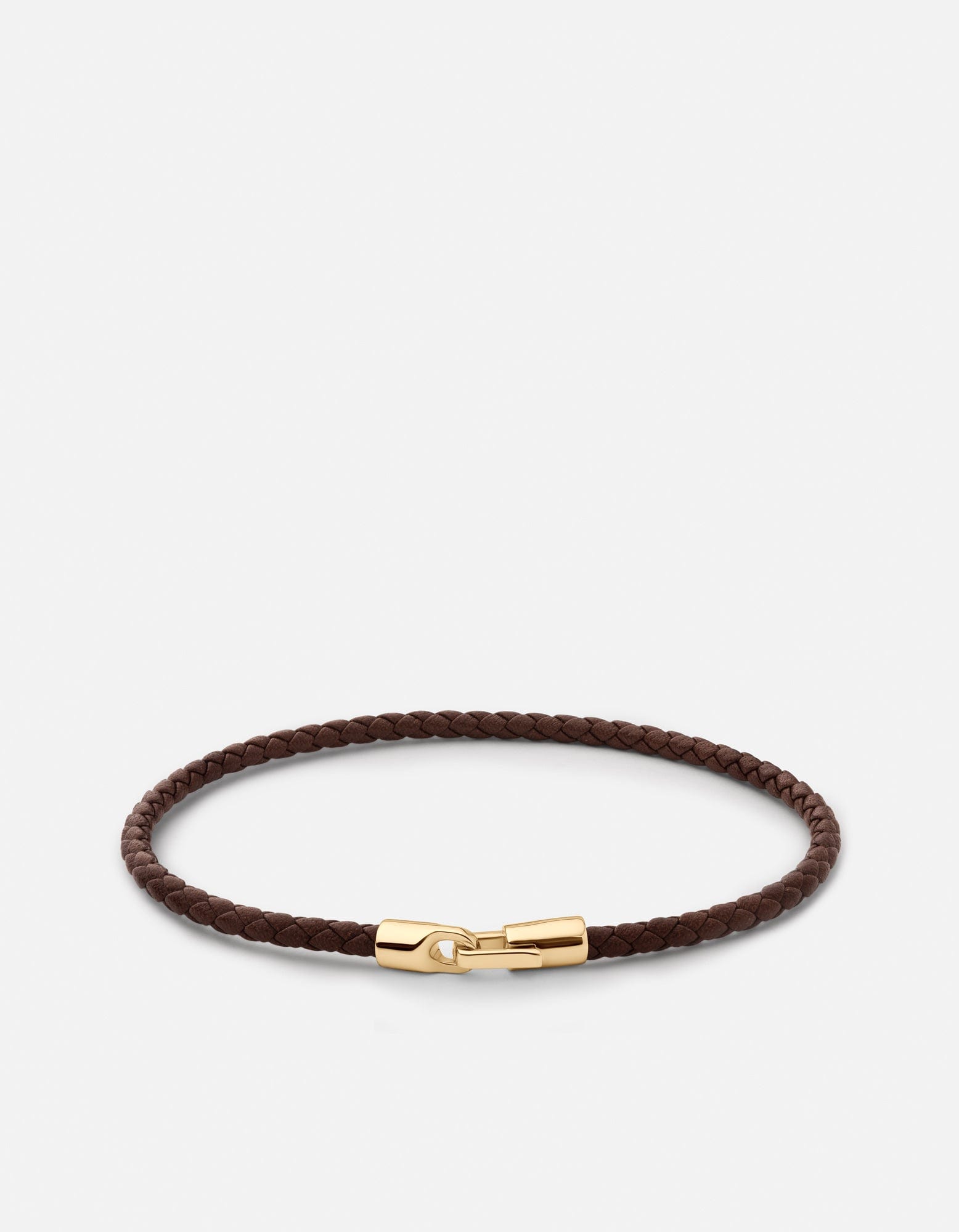 Image of Cruz Leather Bracelet, Gold Vermeil / Brown
