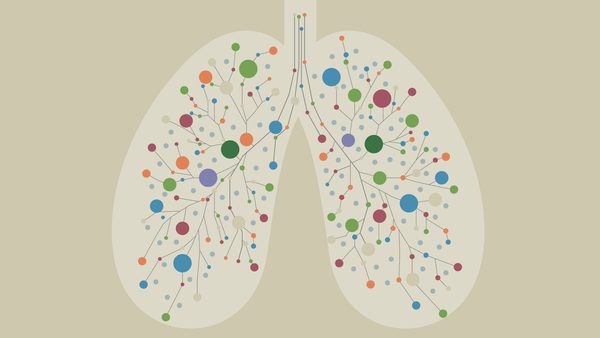 lungs made up of colorful lines and dots