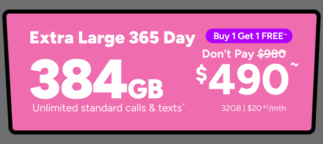 Kogan Mobile - Buy One Get One Free Extra Large 365 Day Plan ~