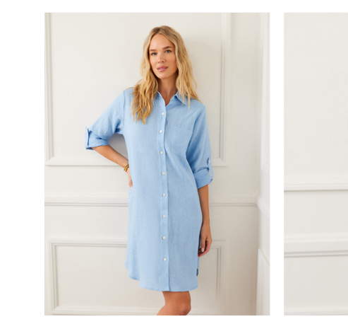Roll Tab Linen Shirtdress