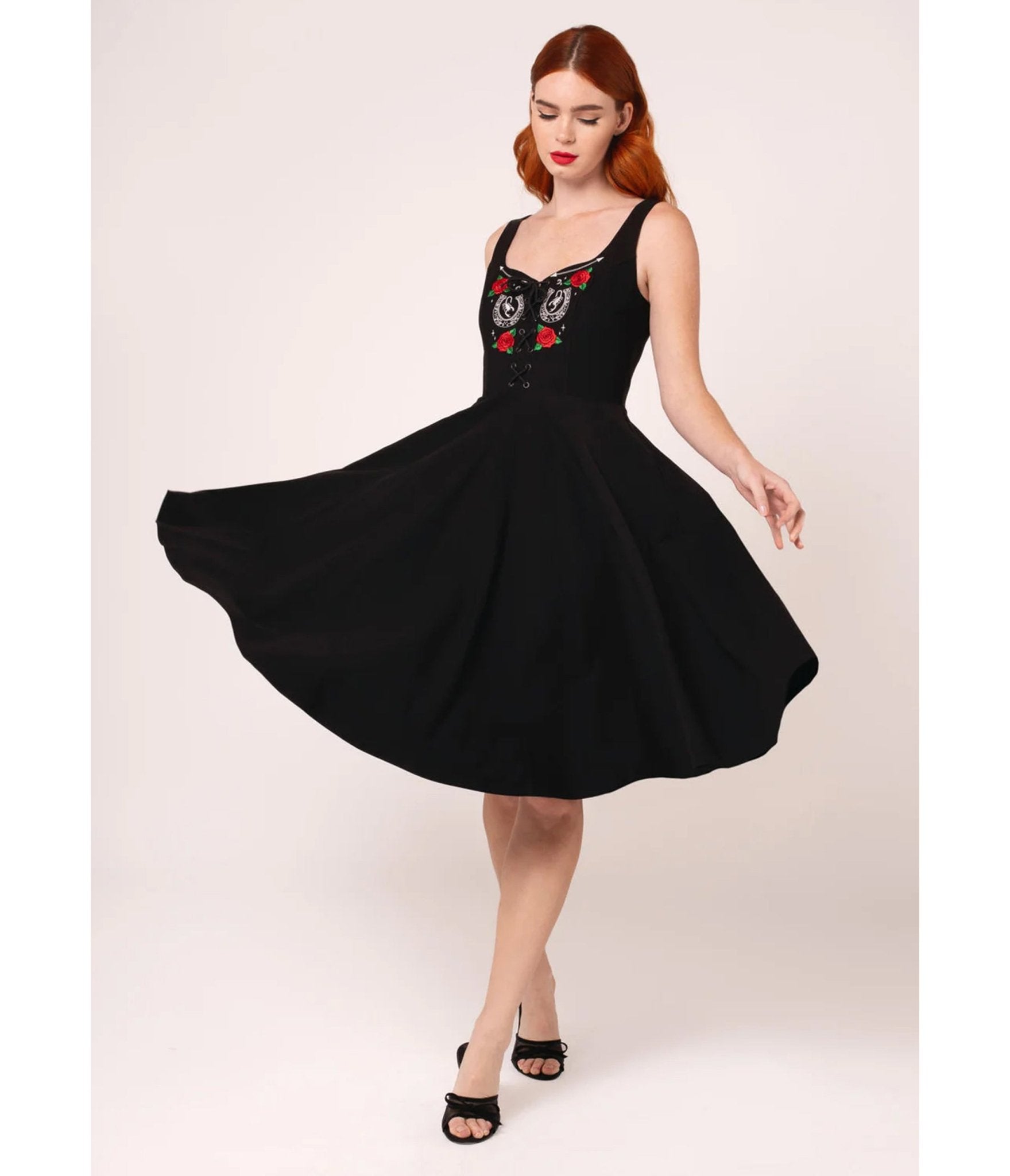 Image of Hell Bunny Black Scorpion Western Swing Dress