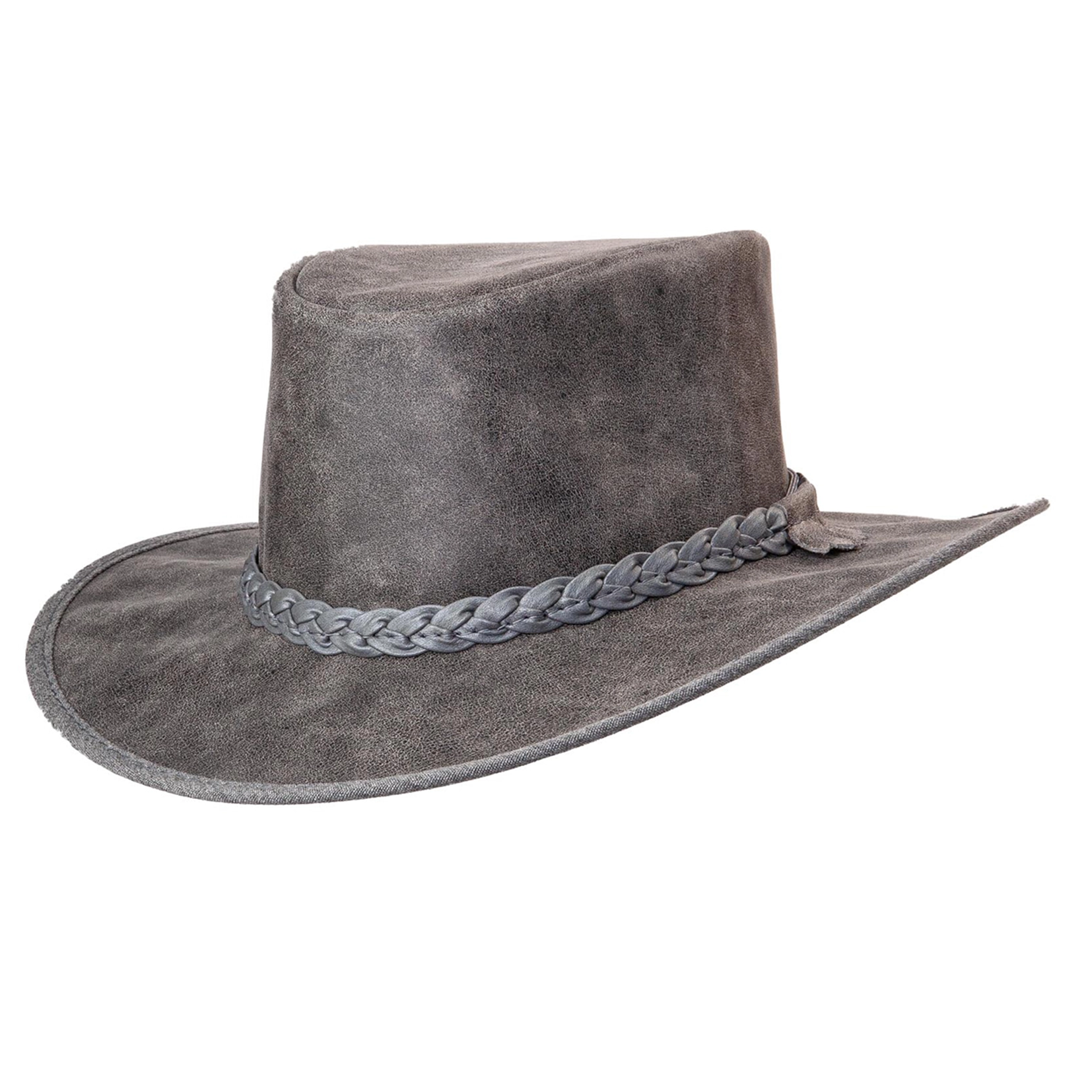 Image of Crusher | Mens Bomber Gray Crushable Leather Outback Hat