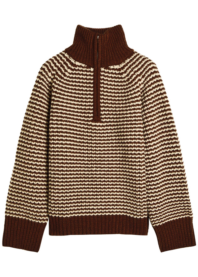 STUDIO NICHOLSON Striped half-zip wool jumper