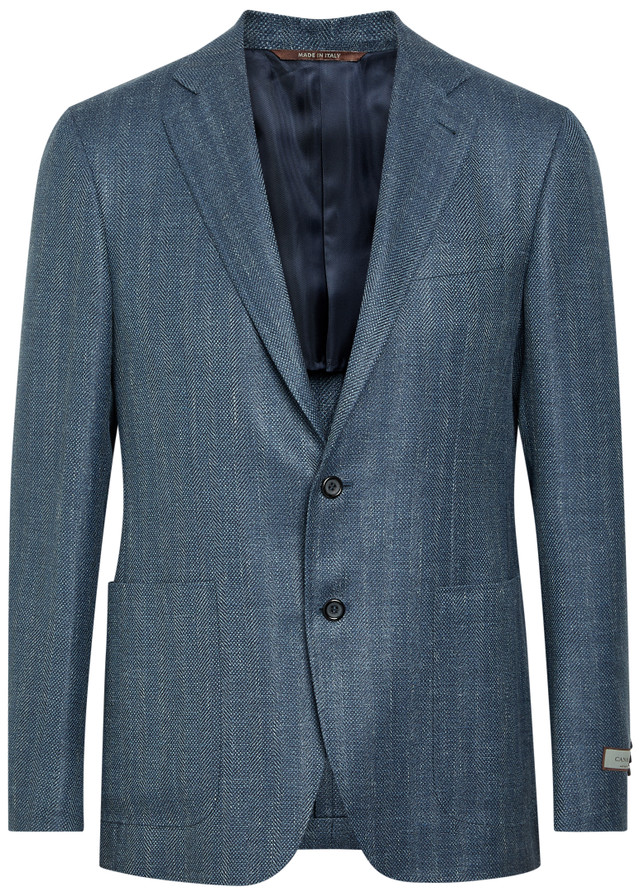 CANALI Striped wool and silk-blend blazer