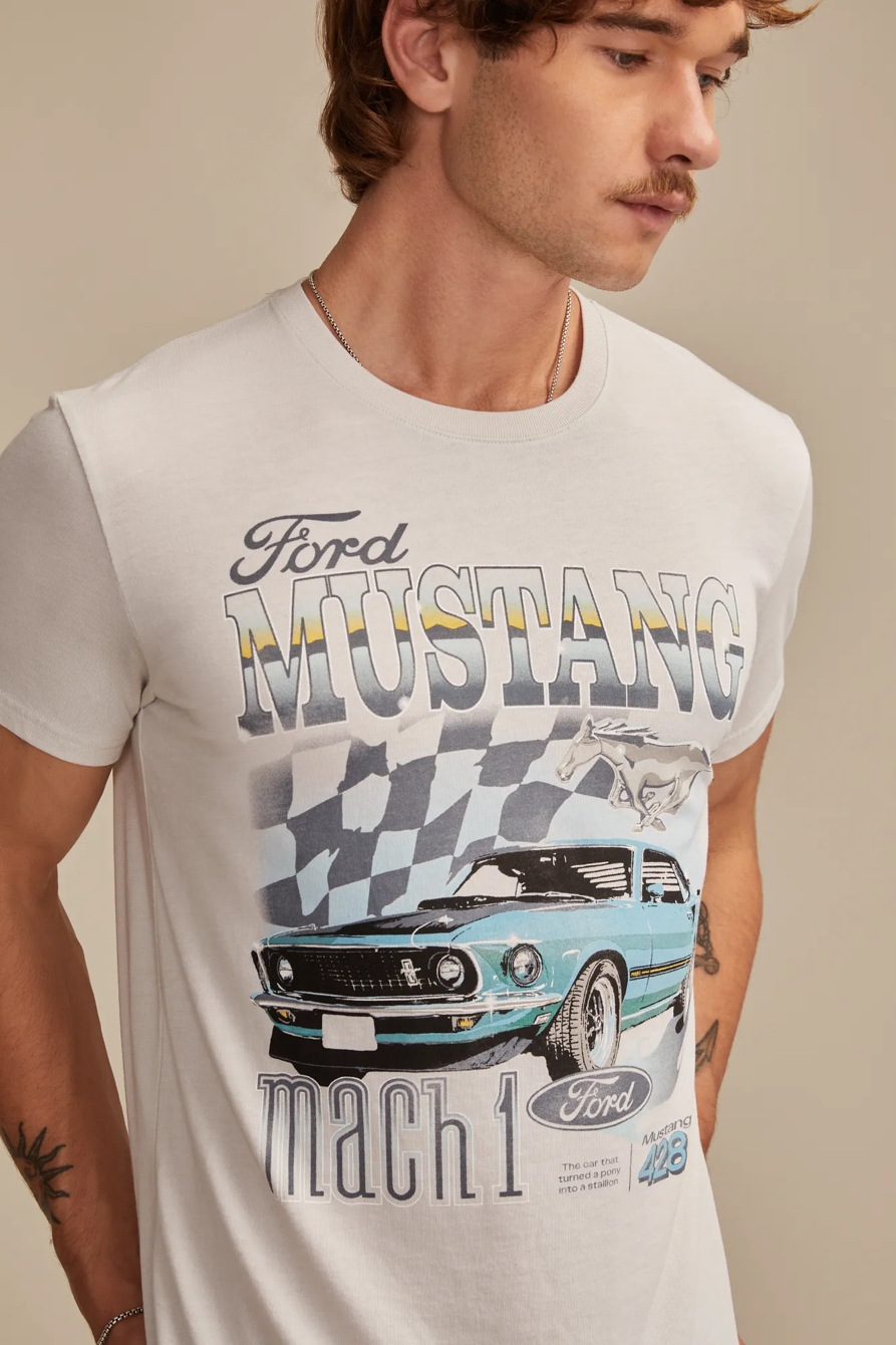 Image of Lucky Brand Ford Mustang Match Tee - Men's Clothing Tops Shirts Tee Graphic T Shirts in Dawn Blue