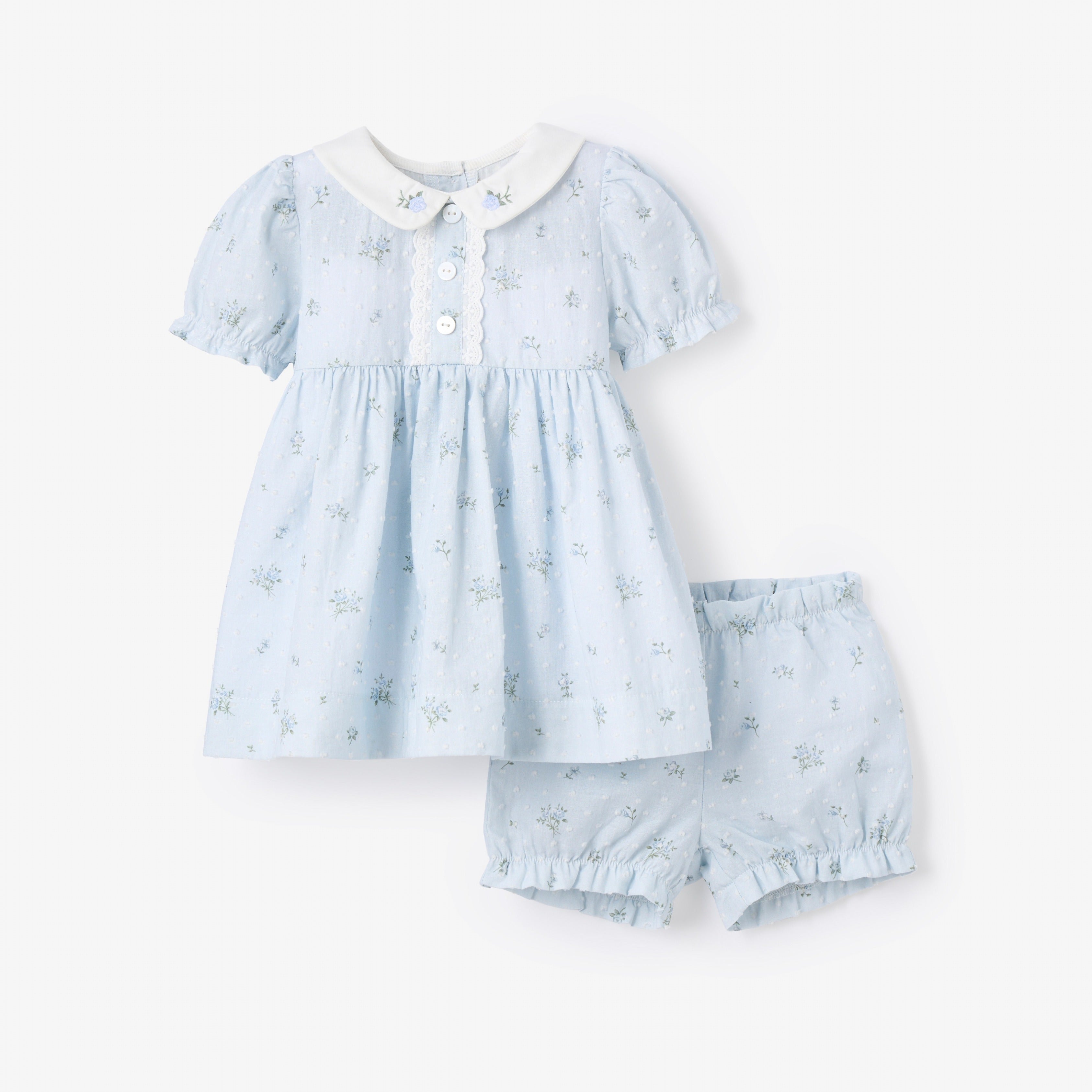 Image of Blue English Rose Pintucked Dress