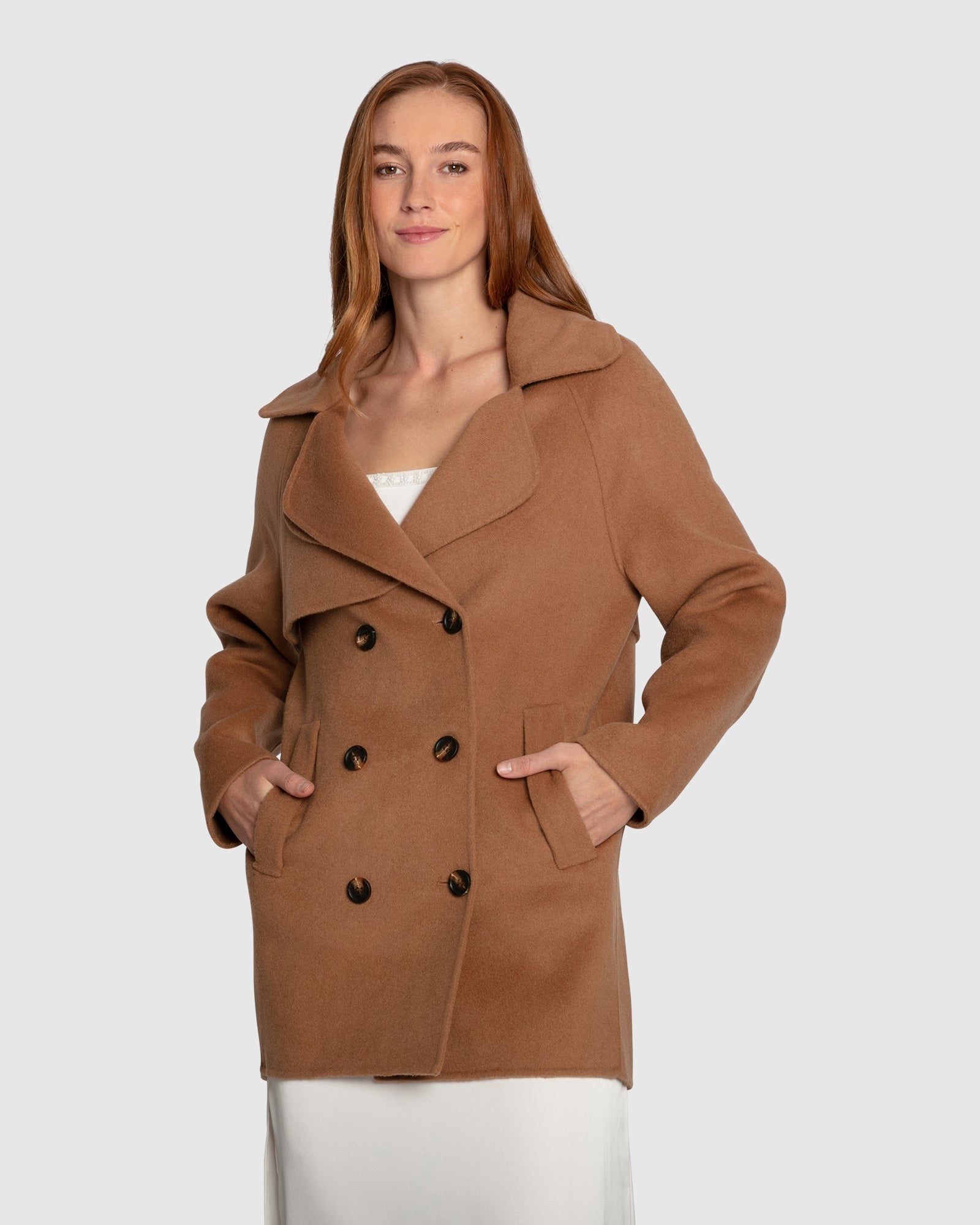Image of Wanna Be Loved Wool Blend Peacoat - Camel