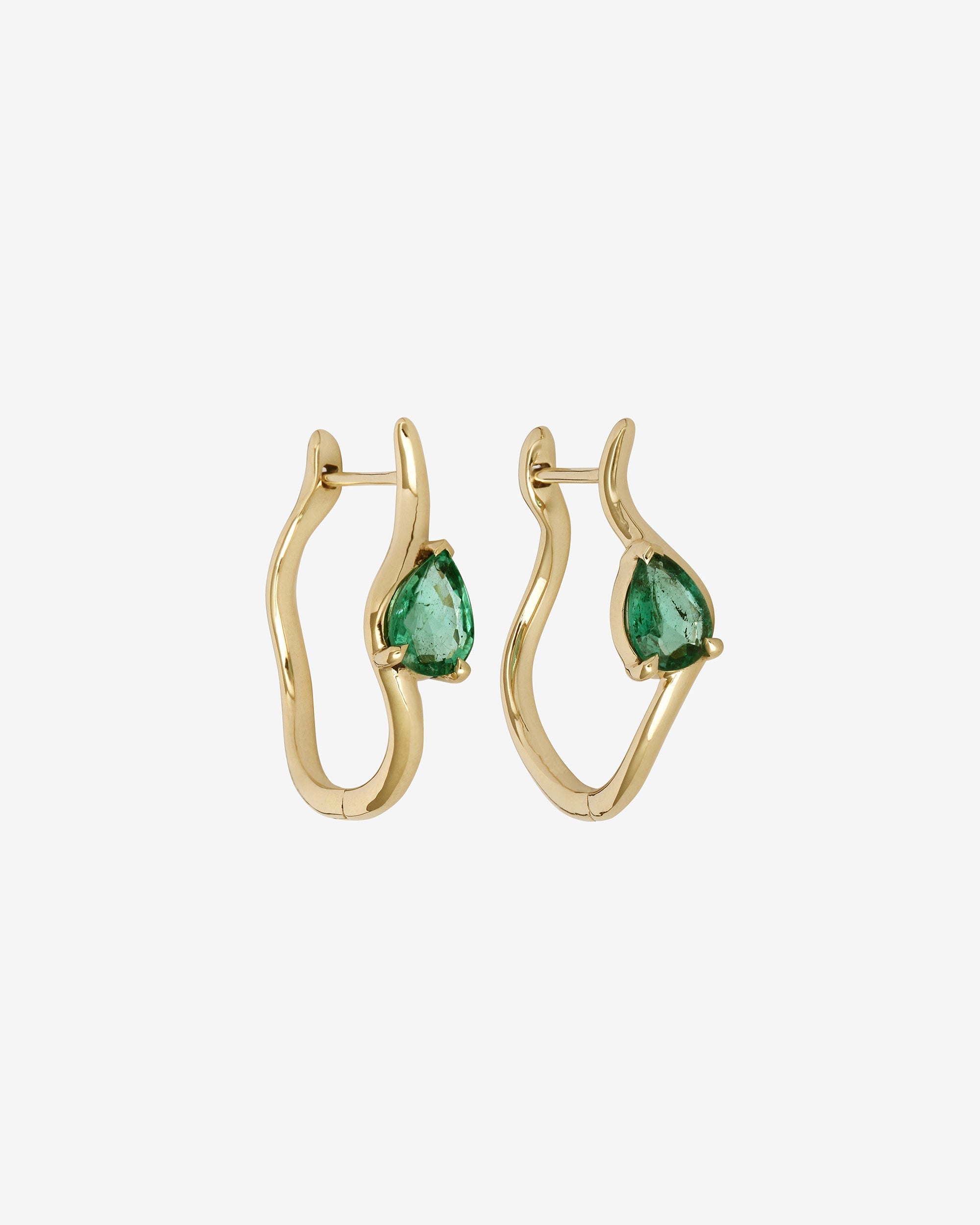 Image of Iona Hoops Pear Emerald Solid Gold