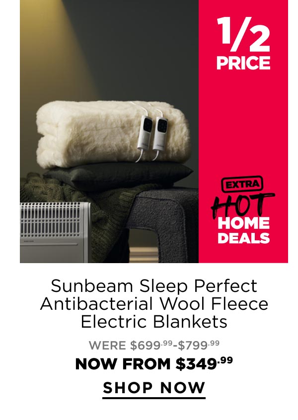 Sunbeam	Sleep Perfect Antibacterial Wool Fleece Electric Blankets