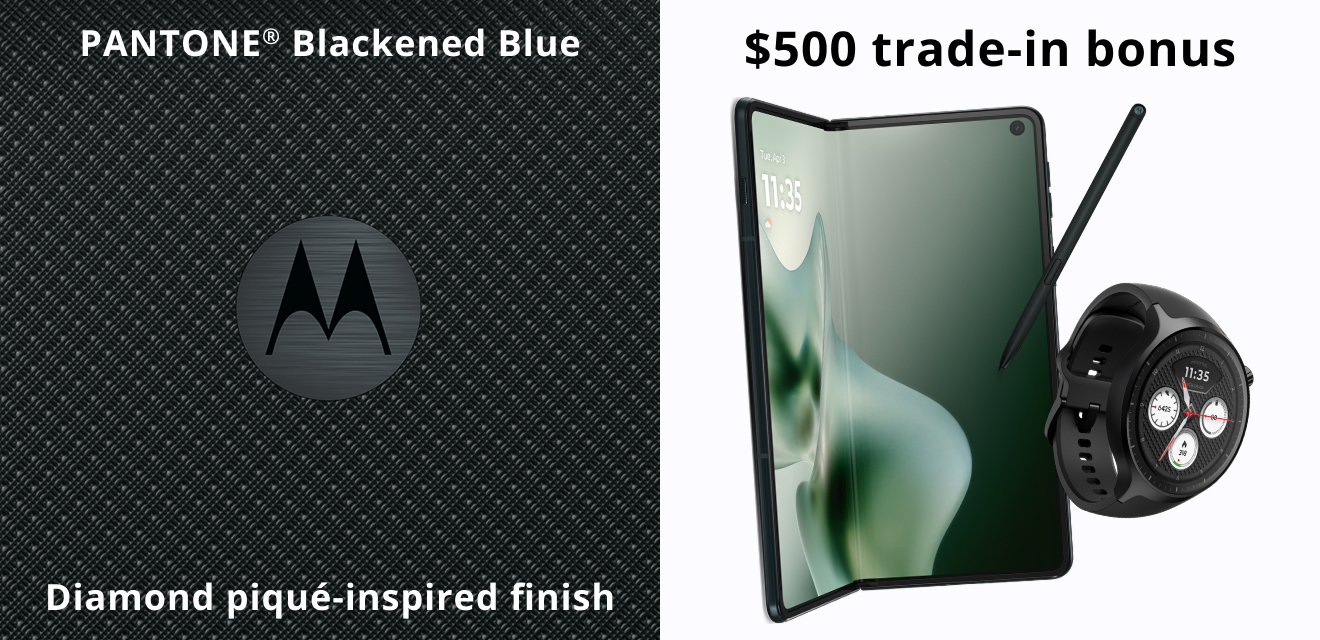 Pantone(R) Blackened Blue Diamond piqué-inspired finish - $500 trade-in bonus