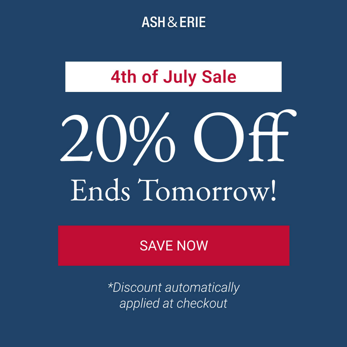 20% Off Ends Tomorrow!