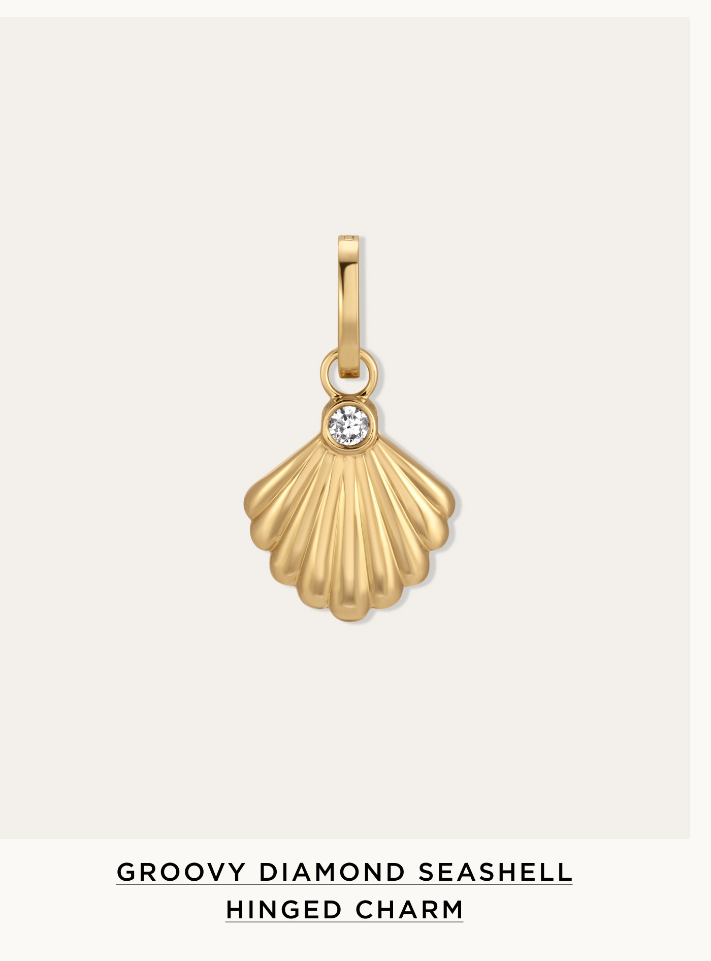 Groovy Diamond Seashell Hinged Charm