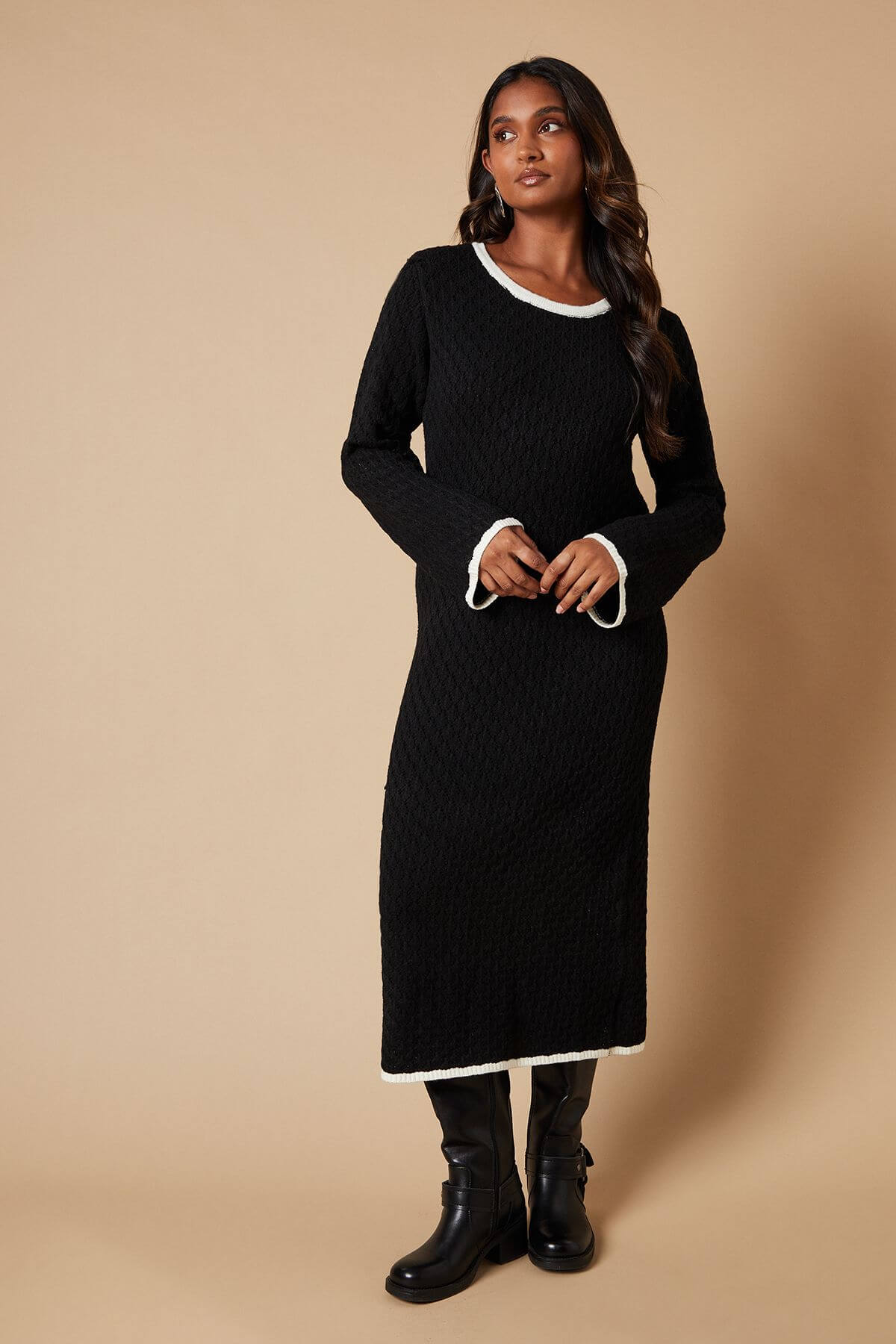 Stitchy Tipped Midi Jumper Dress