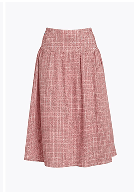 Red Gingham Side Tie Midi Skirt