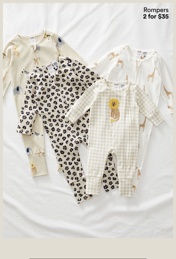 Cuteness gone wild -   roar-some range of pastels and pop prints with accessories to match. Built for wild wiggles, midnight wakes and changes on the go.