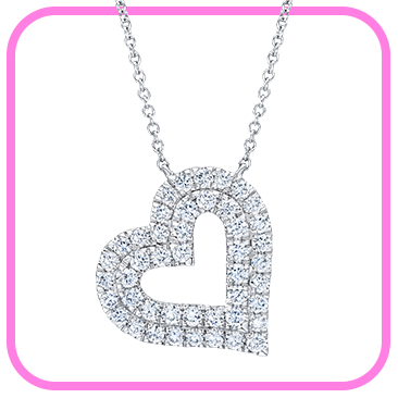 Round Brilliant 1.00 ctw 14kt White Gold Heart Pendant