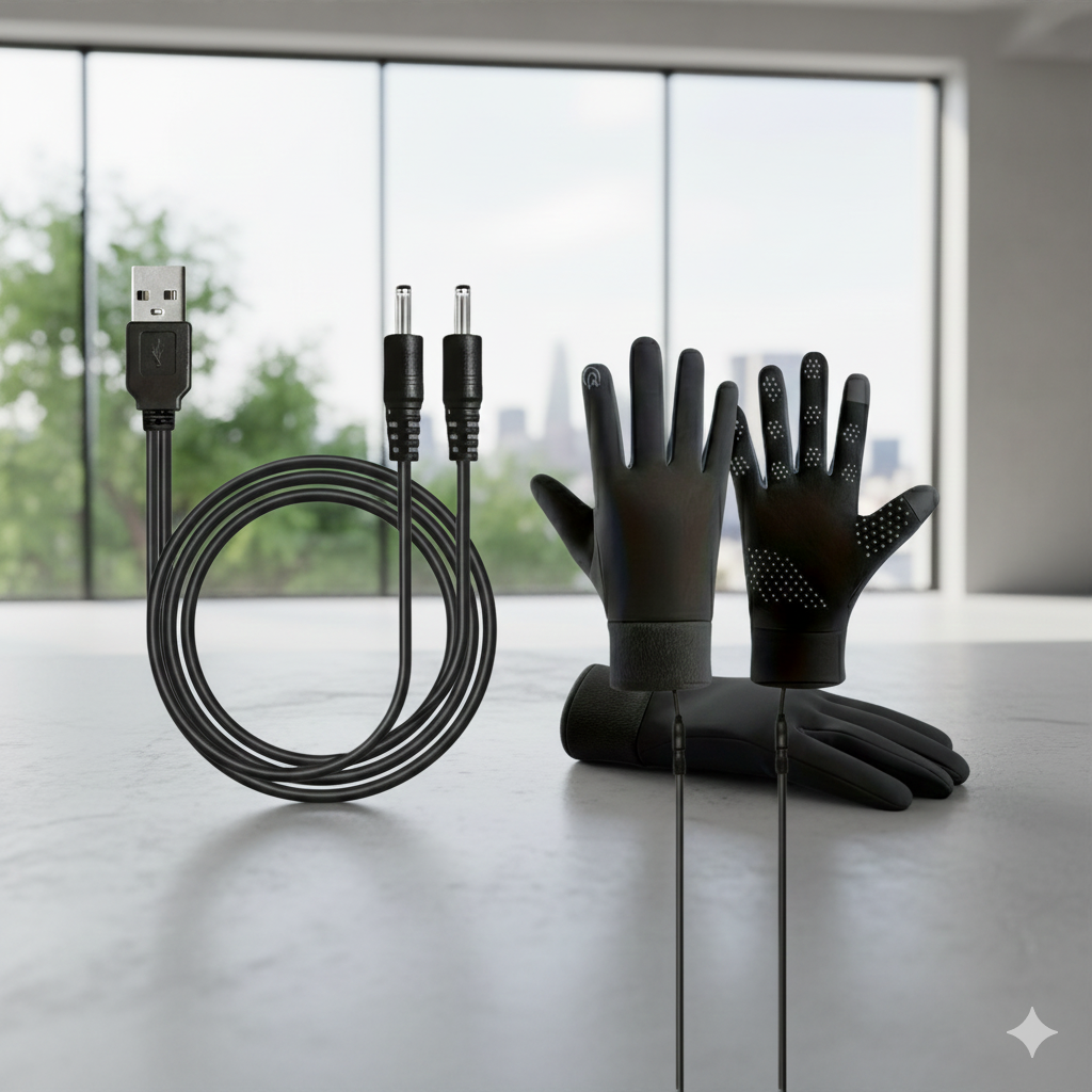 Image of Electric Winter Gloves With Adjustable Temperature Settings