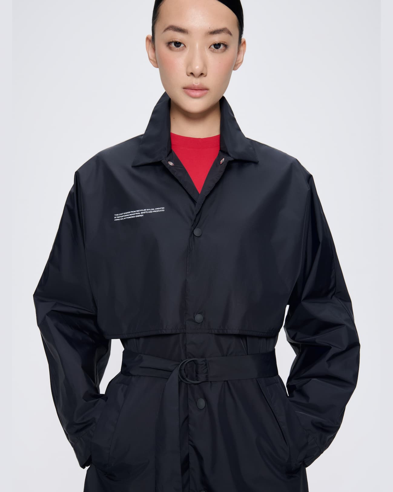 Recycled Nylon Trench Coat - Black