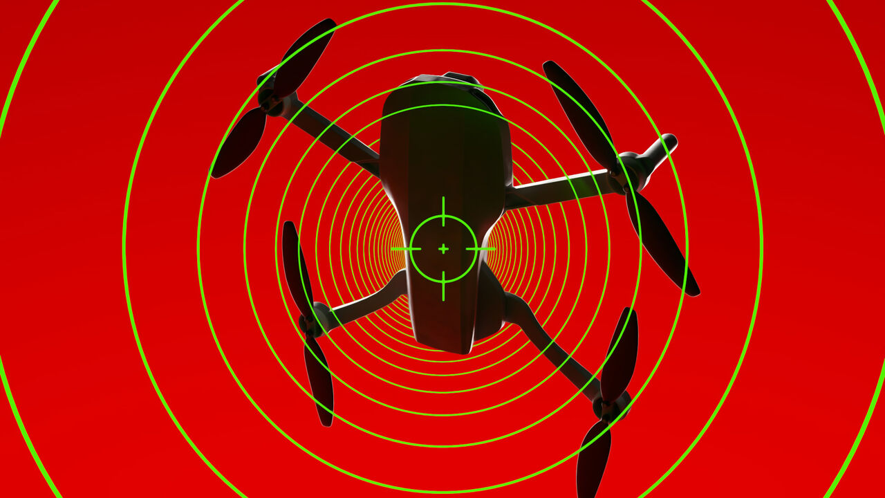 A drone caught in crosshairs