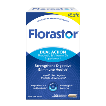 Florastor Daily Probiotic with Vitamin D3, 120 Vegetarian Capsules