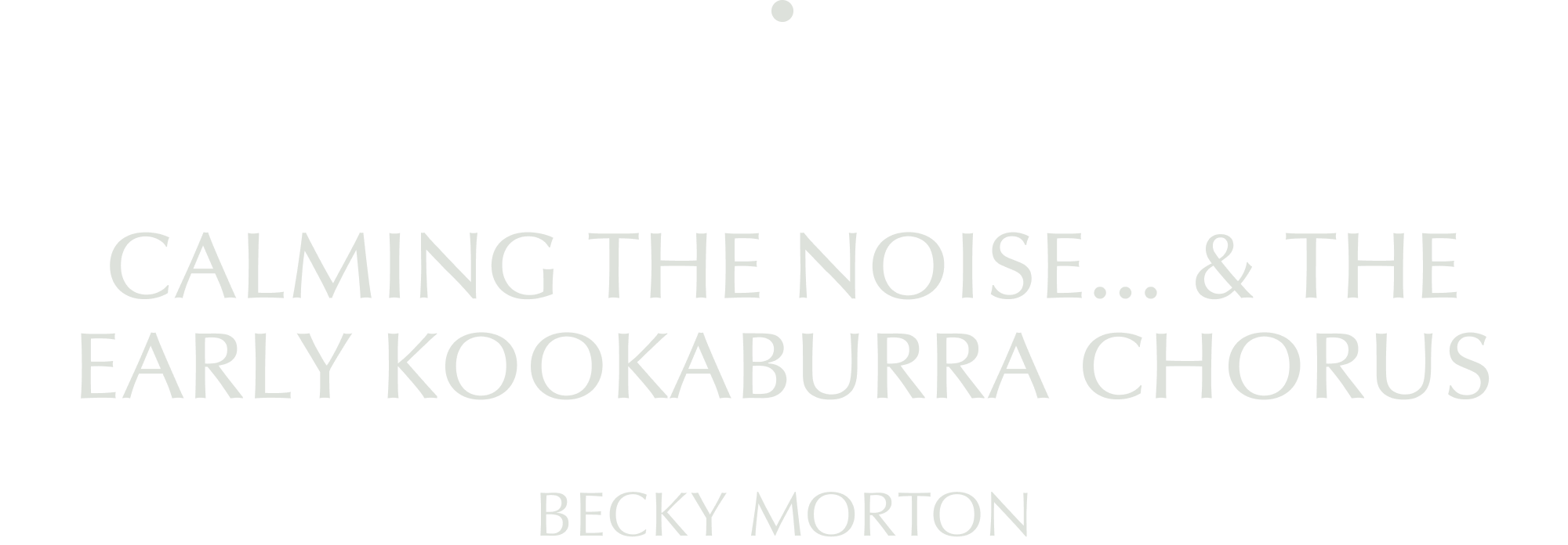 CALMING THE NOISE... & THE EARLY KOOKABURRA CHORUS