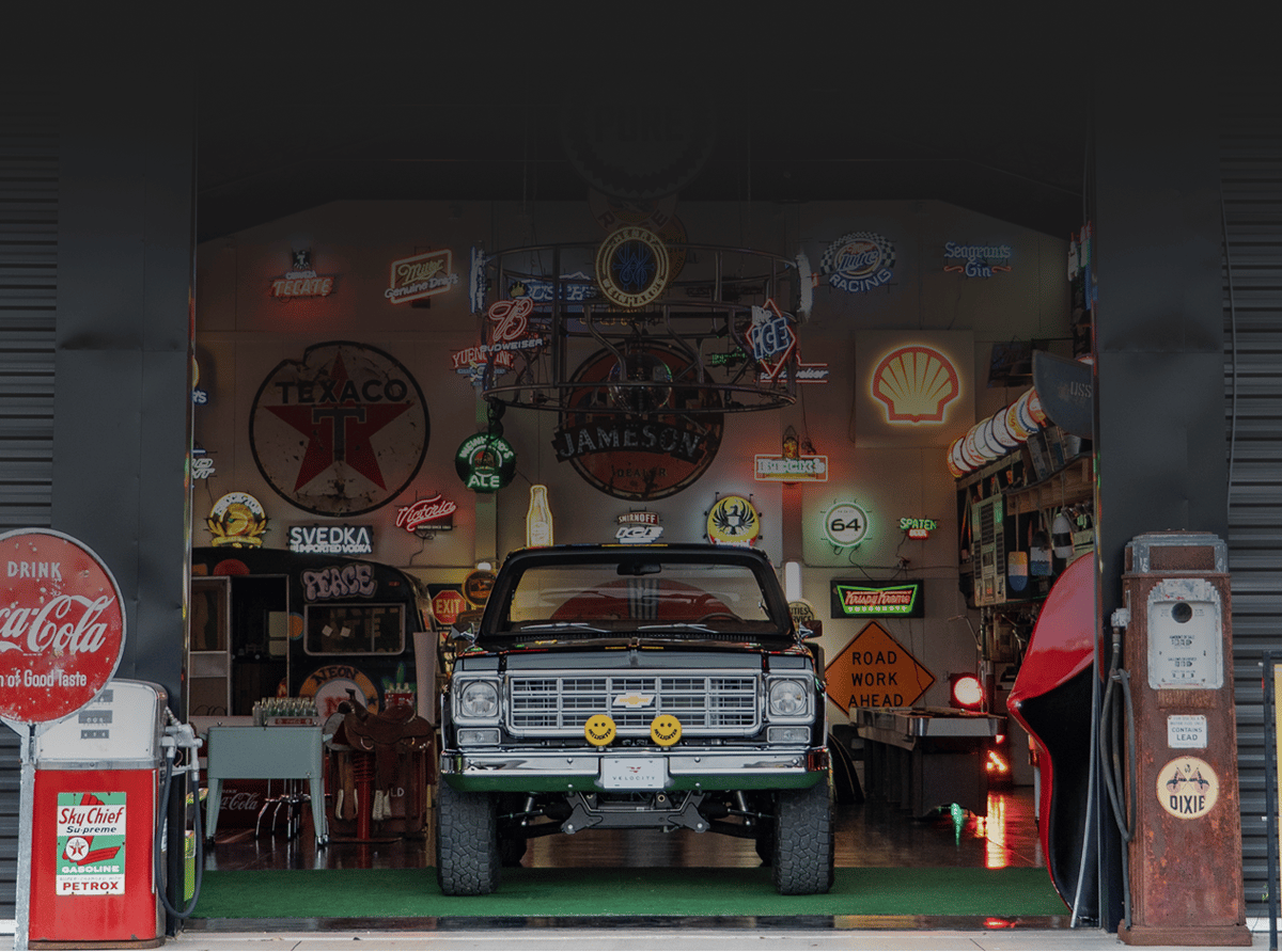 Velocity car in garage