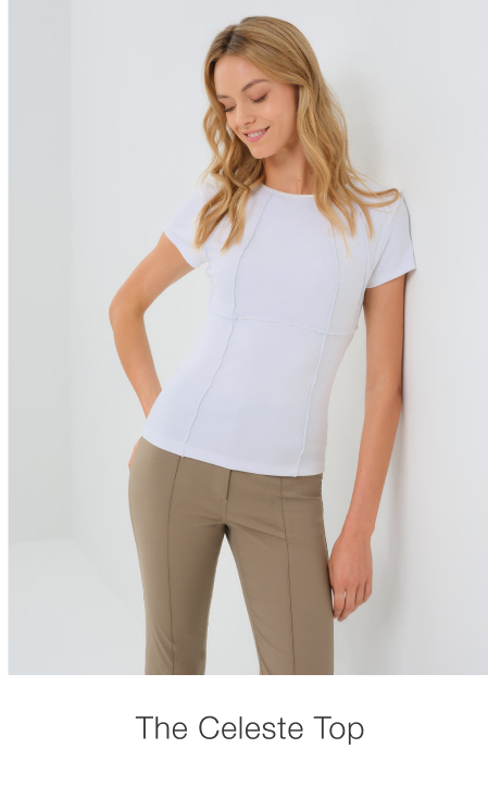 Short Sleeve Celeste Rib Top with Seam Shaping