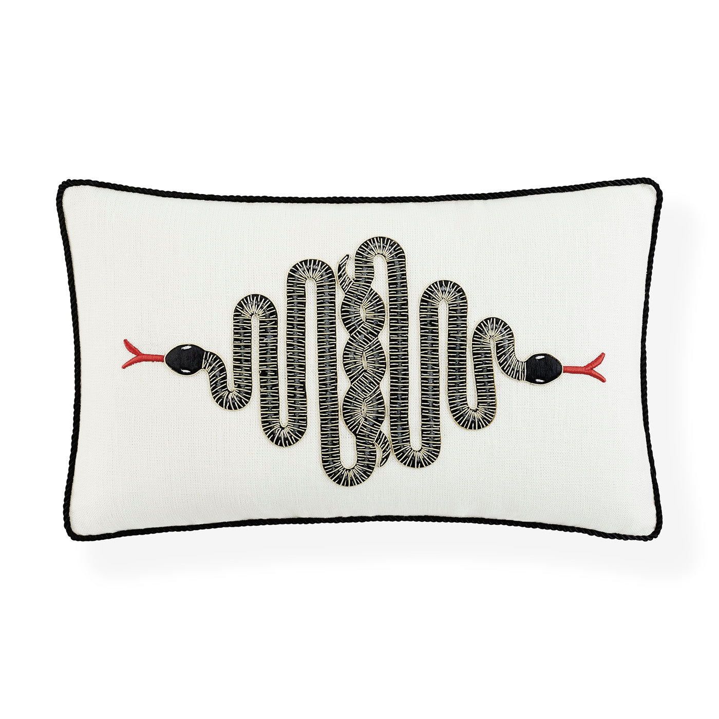 Snake Embroidered Pillow